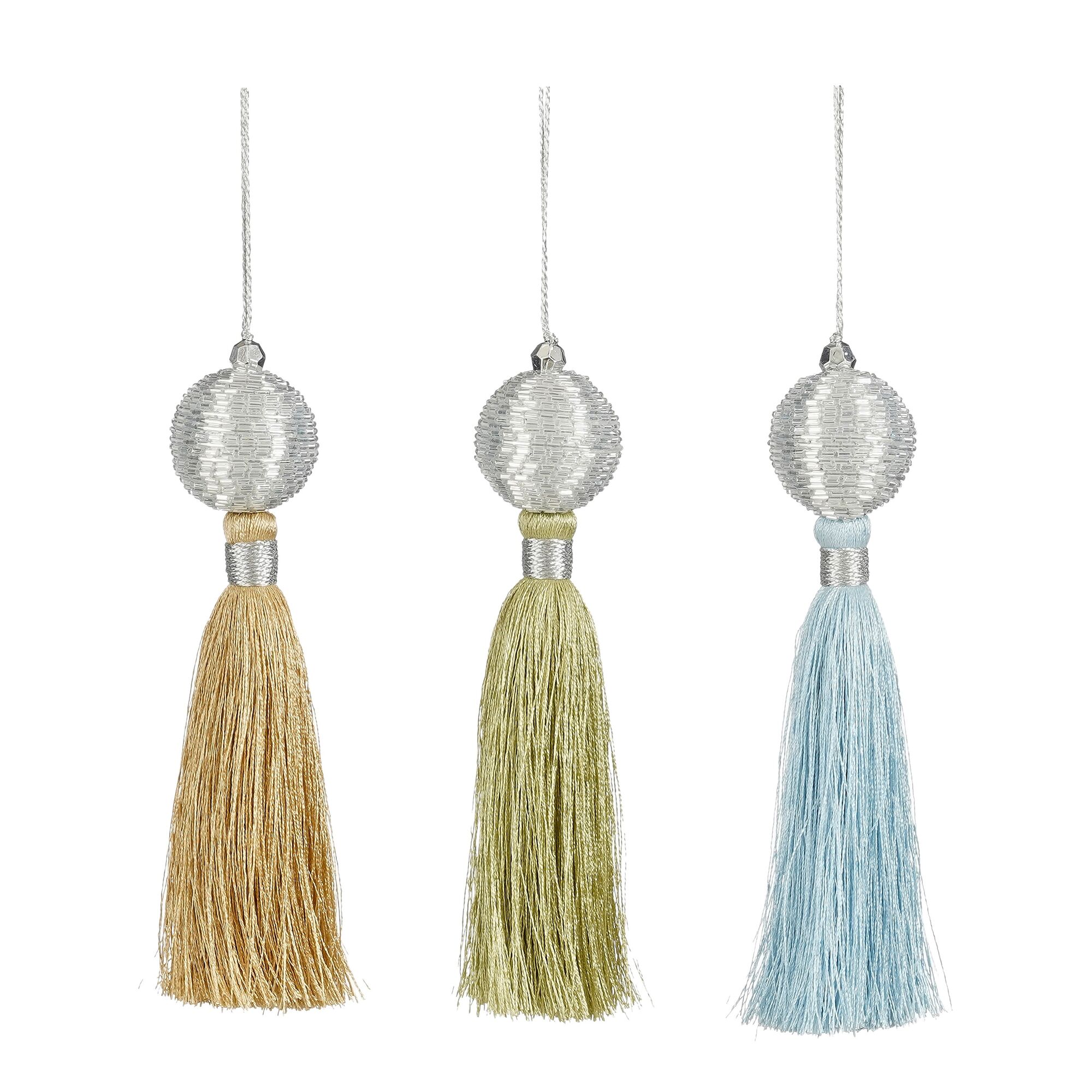 Ornament hangkwast l.groen champagne blauw 3 assorti