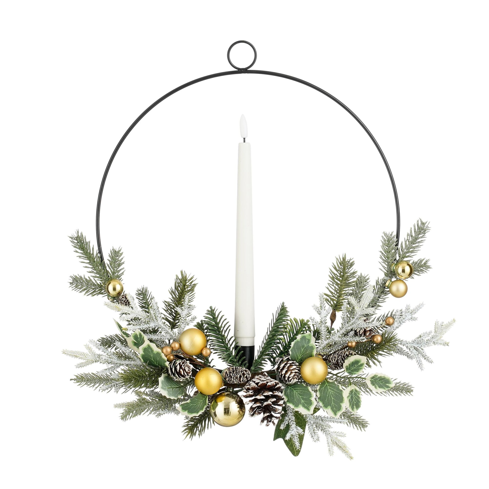 Decoratie hanger kaars led goud warm wit battery operated en timer