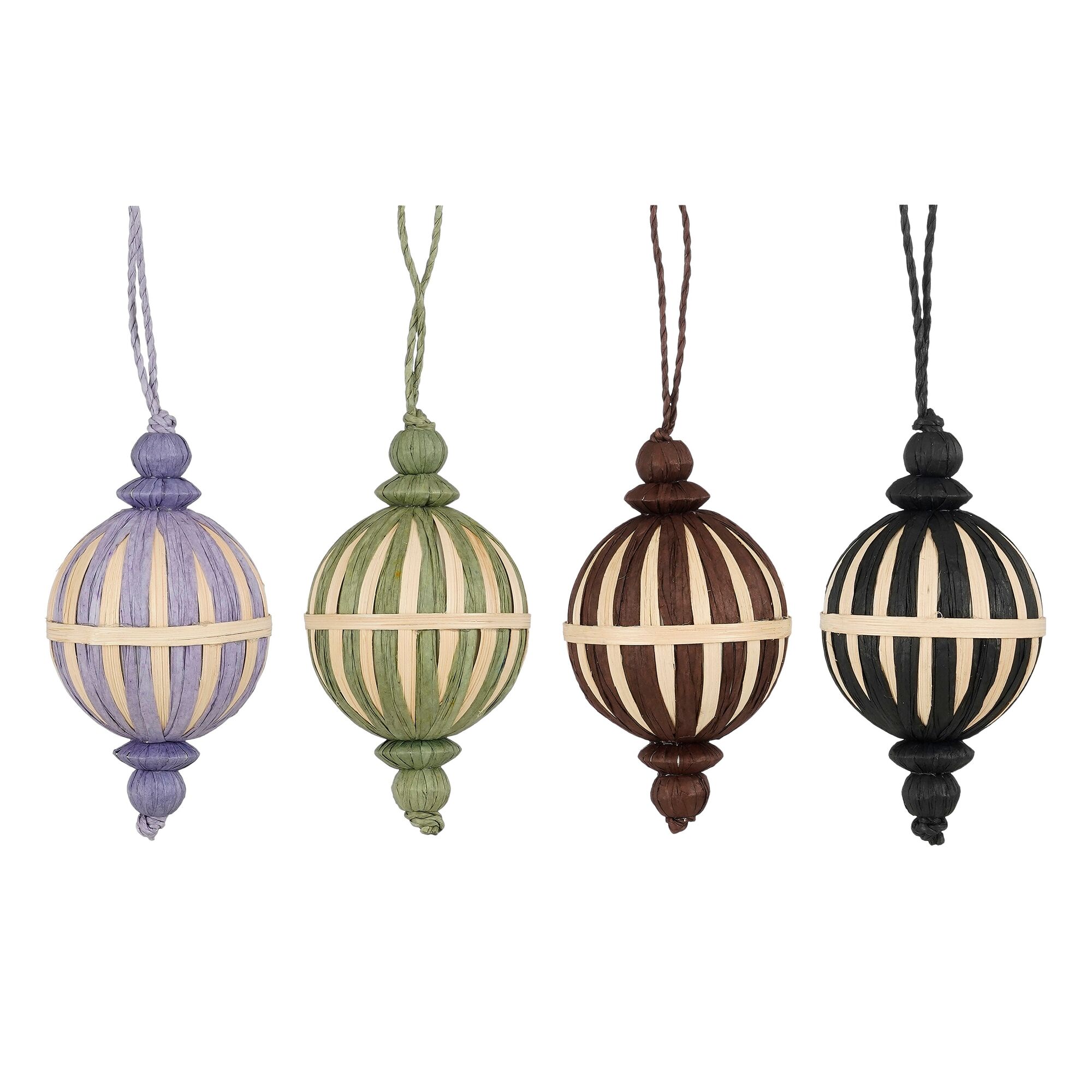 Ornament bal recycled plastic groen paars bruin zwart 4 assorti