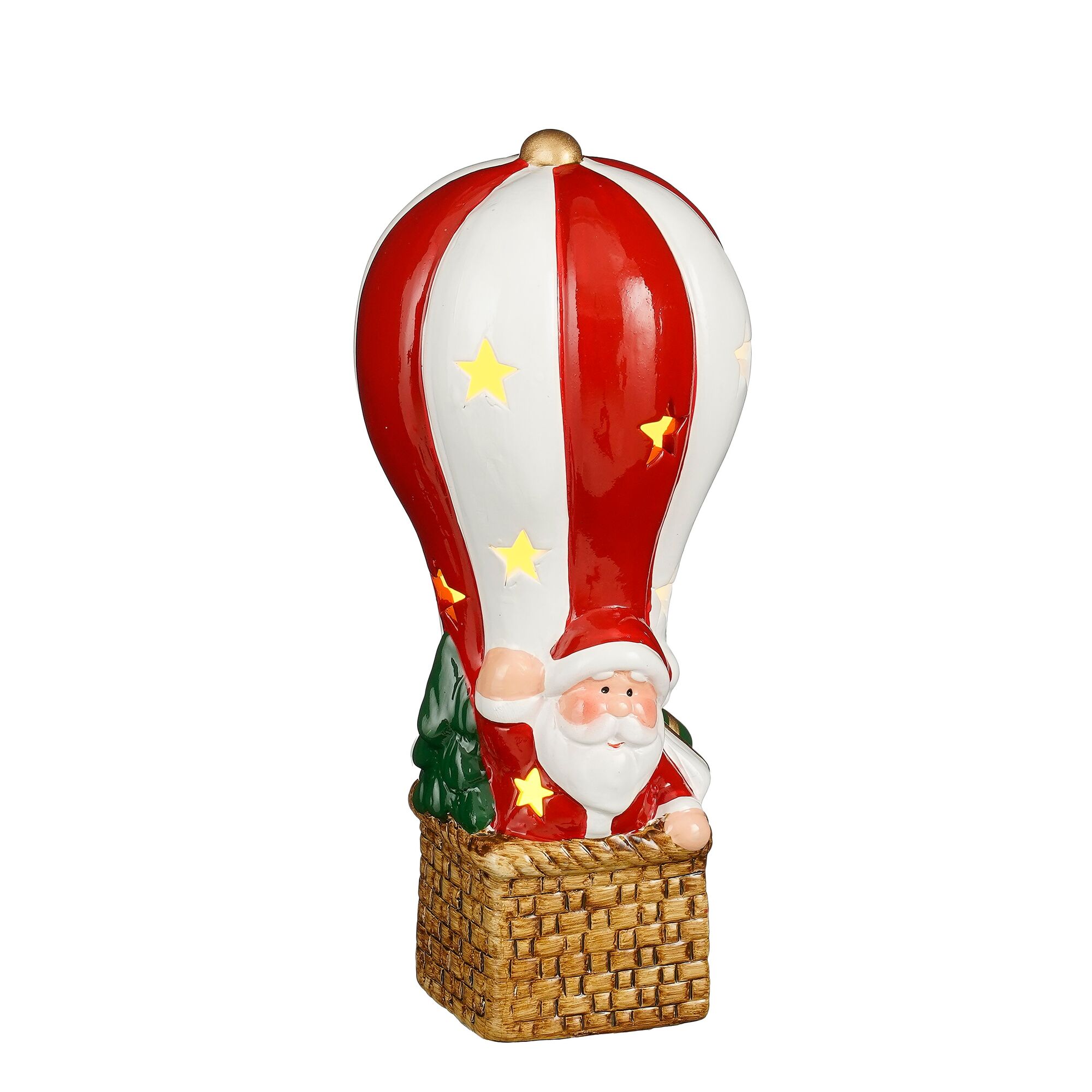 Decoratie luchtballon kerstman rood led battery operated