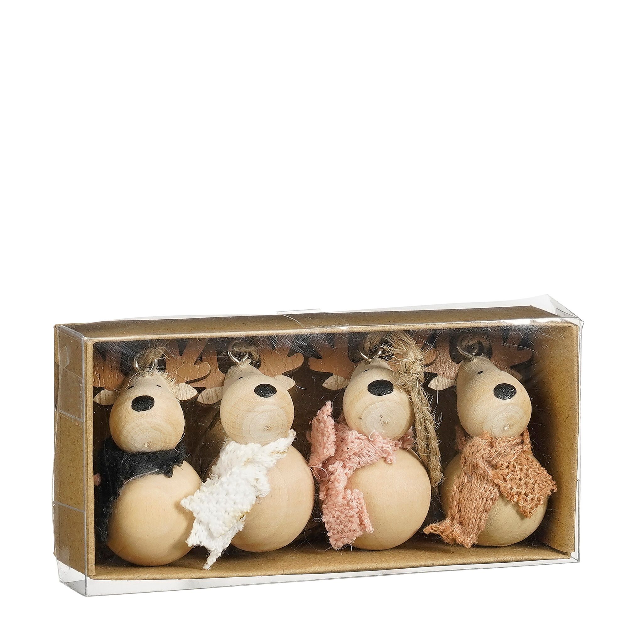 Ornament hert bruin 4 stuks FSC Mix