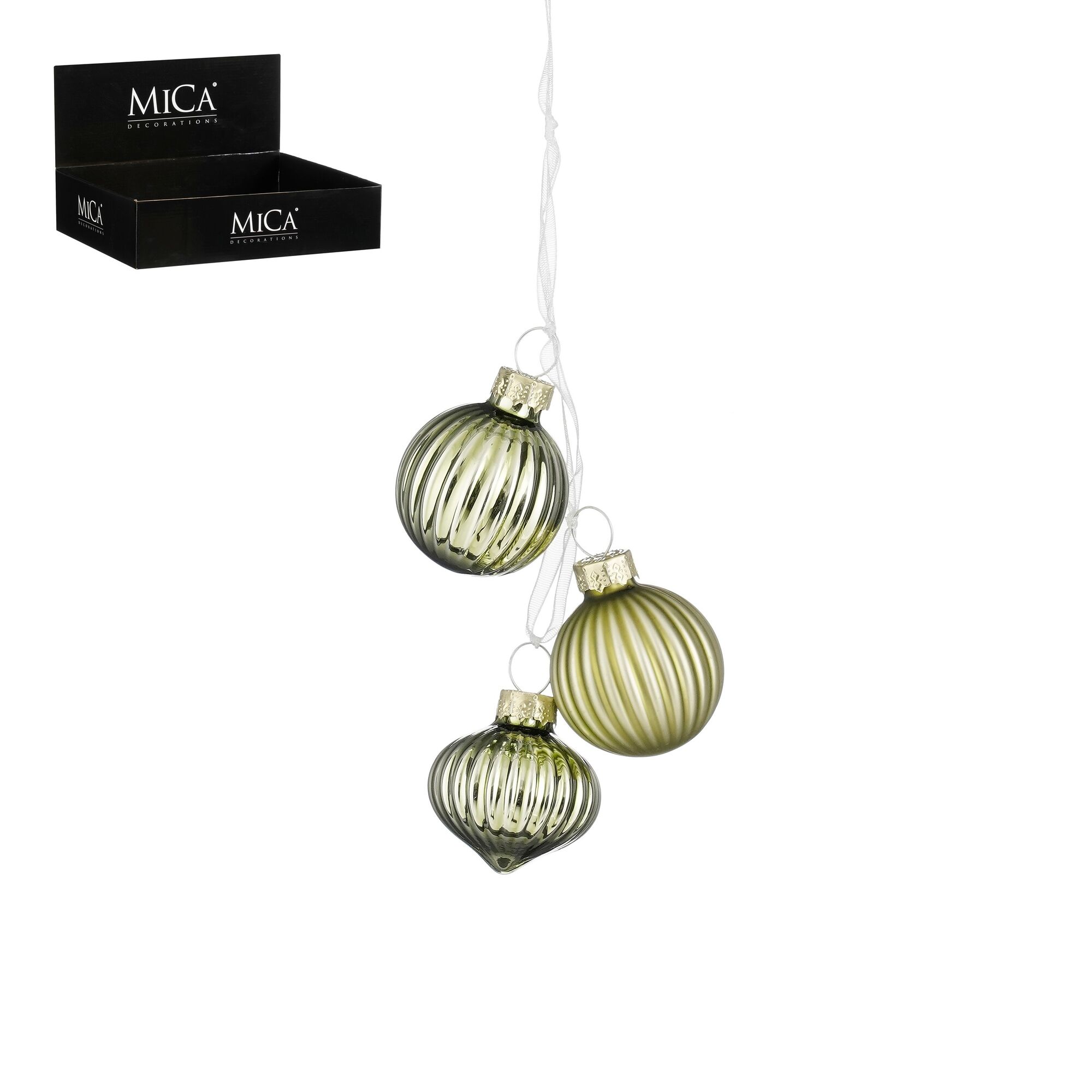 Bal glas l.groen 3 pieces bundle 48 stuks display
