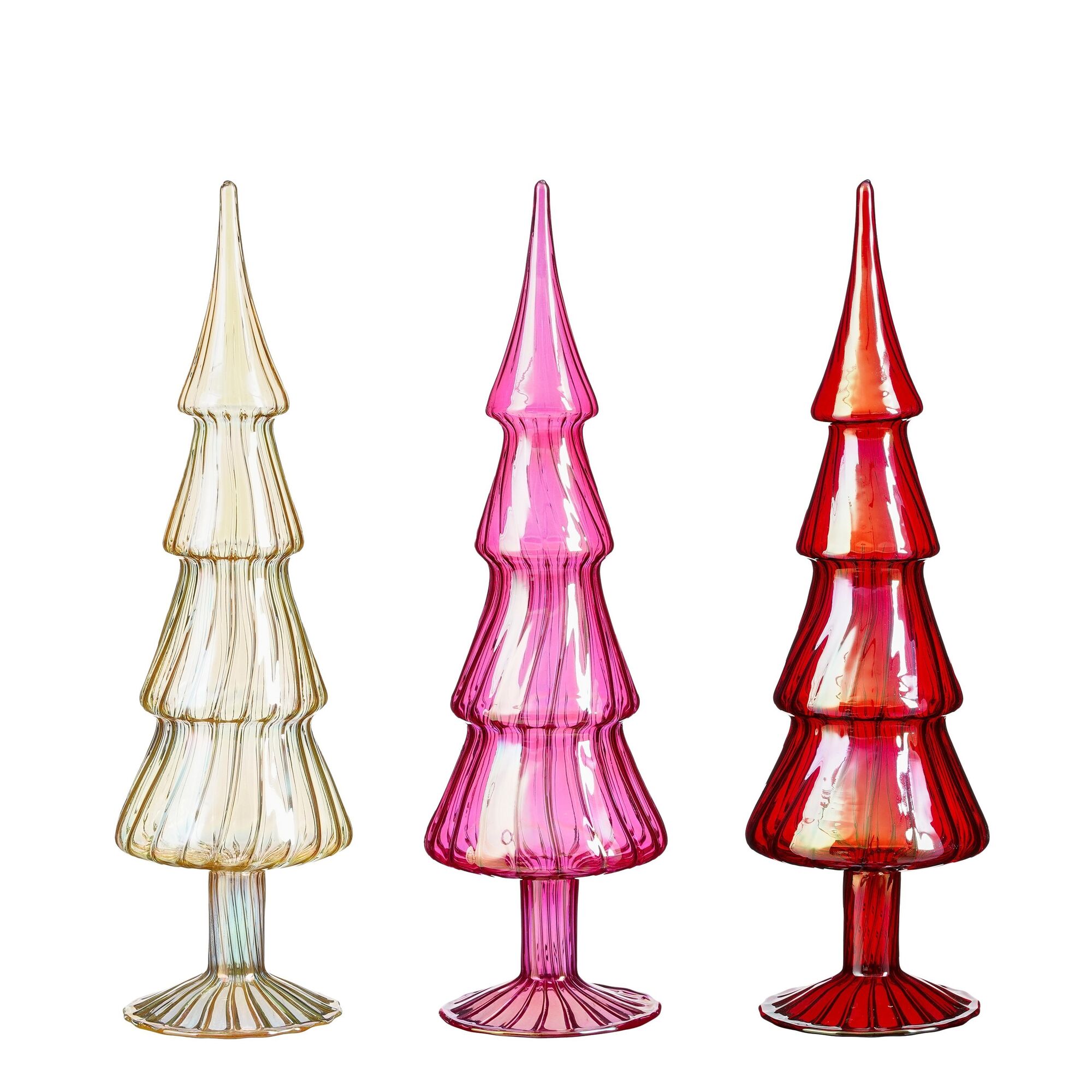 Decoratie boom glas rood roze goud 3 assorti