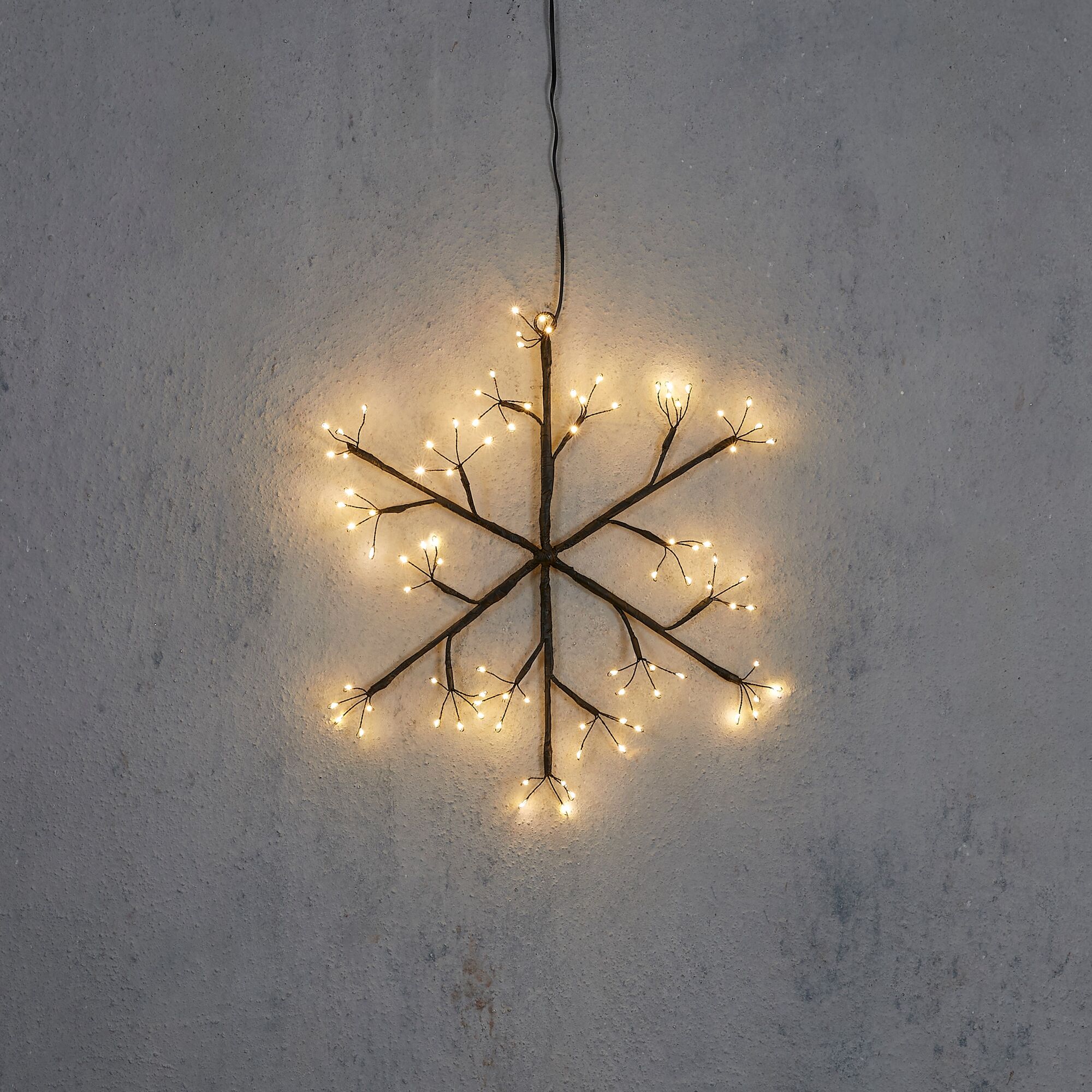 Sneeuwvlok zwart warm wit 90 led IP44 adapter included en timer