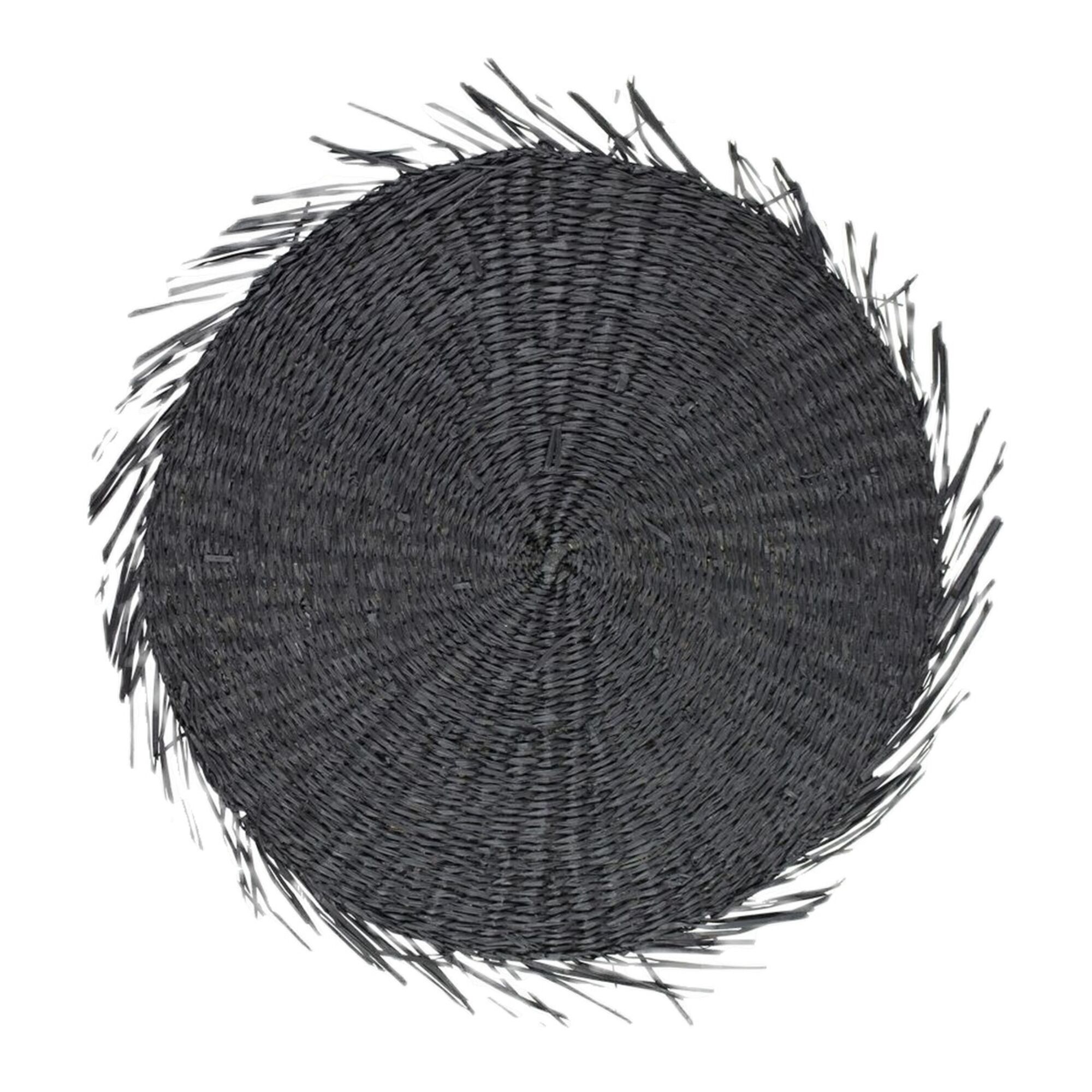 zeegras placemat rond zwart franjes
