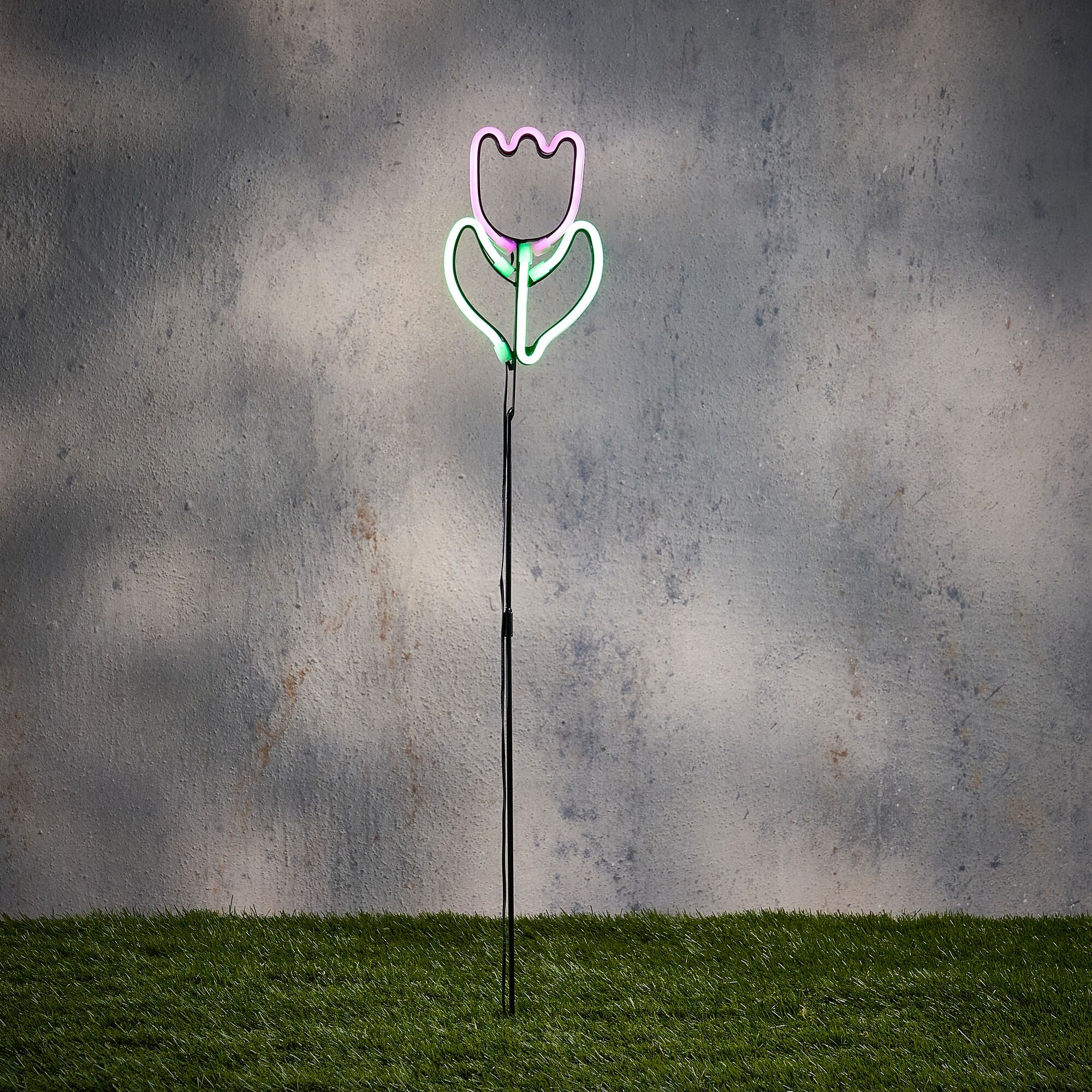 Neon light tuinsteker tulp roze led IP44 battery operated