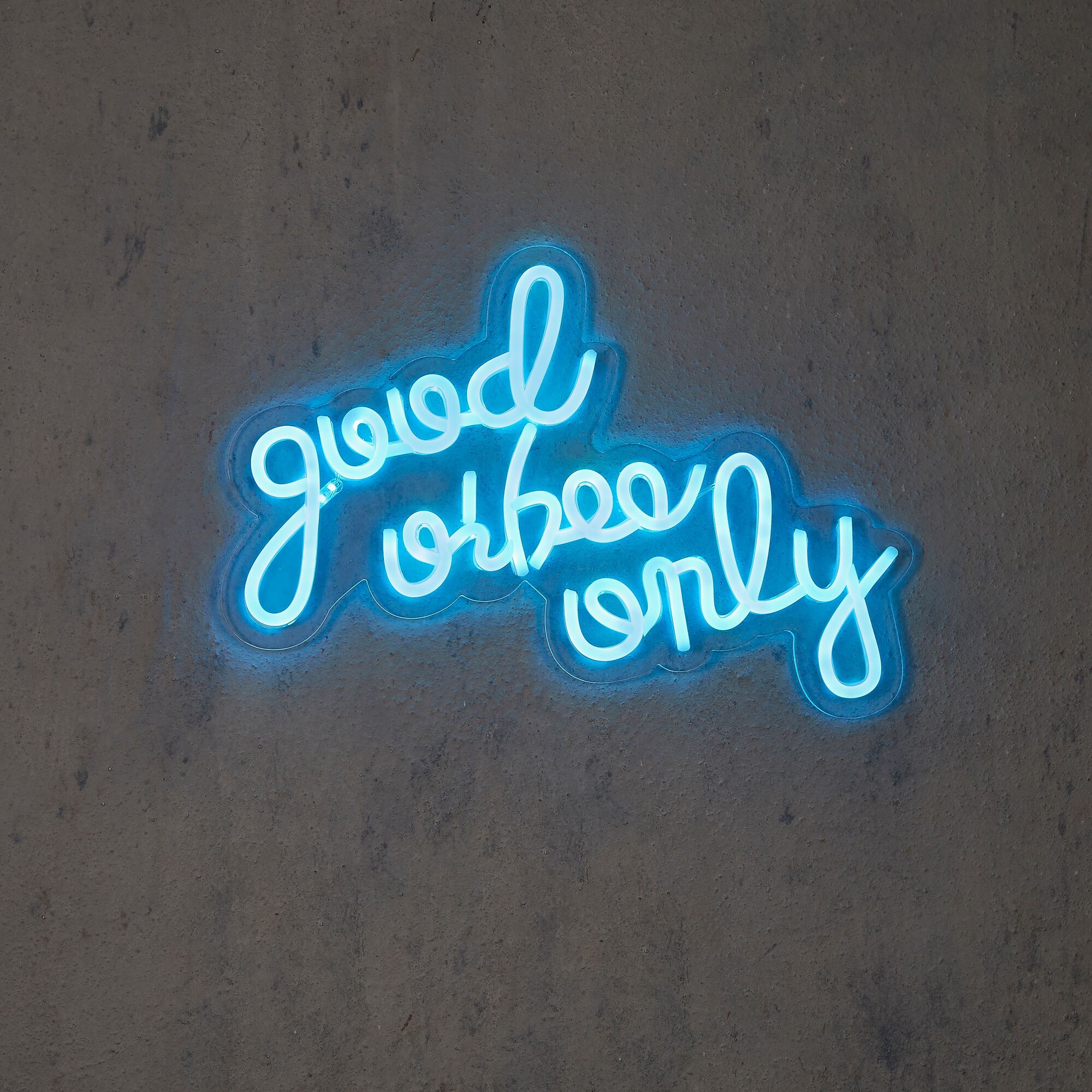 Neon light blauw Good vibes only en timer adapter included IP20
