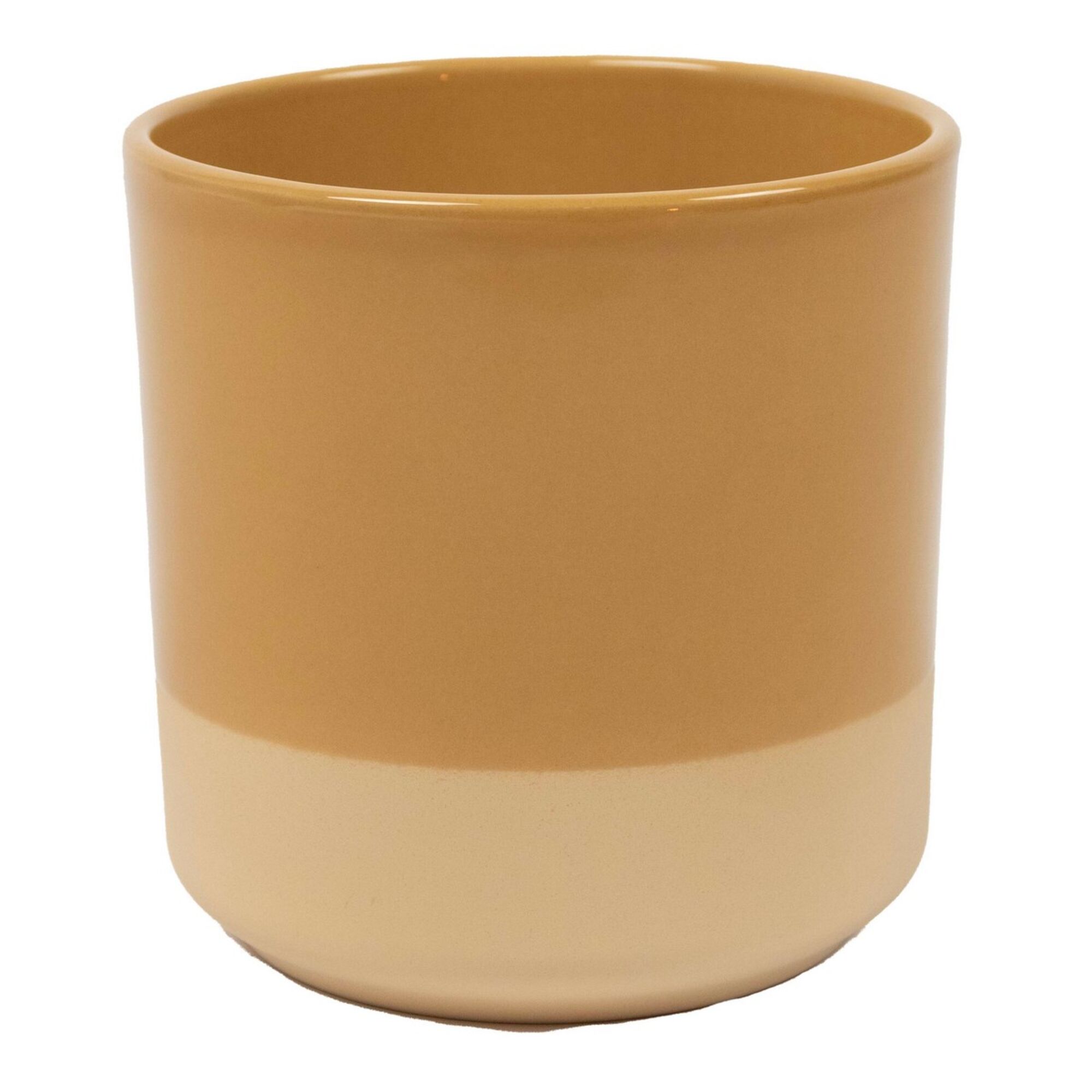 Cylinder Bloempot Keramiek Dip-Dye Oker geel