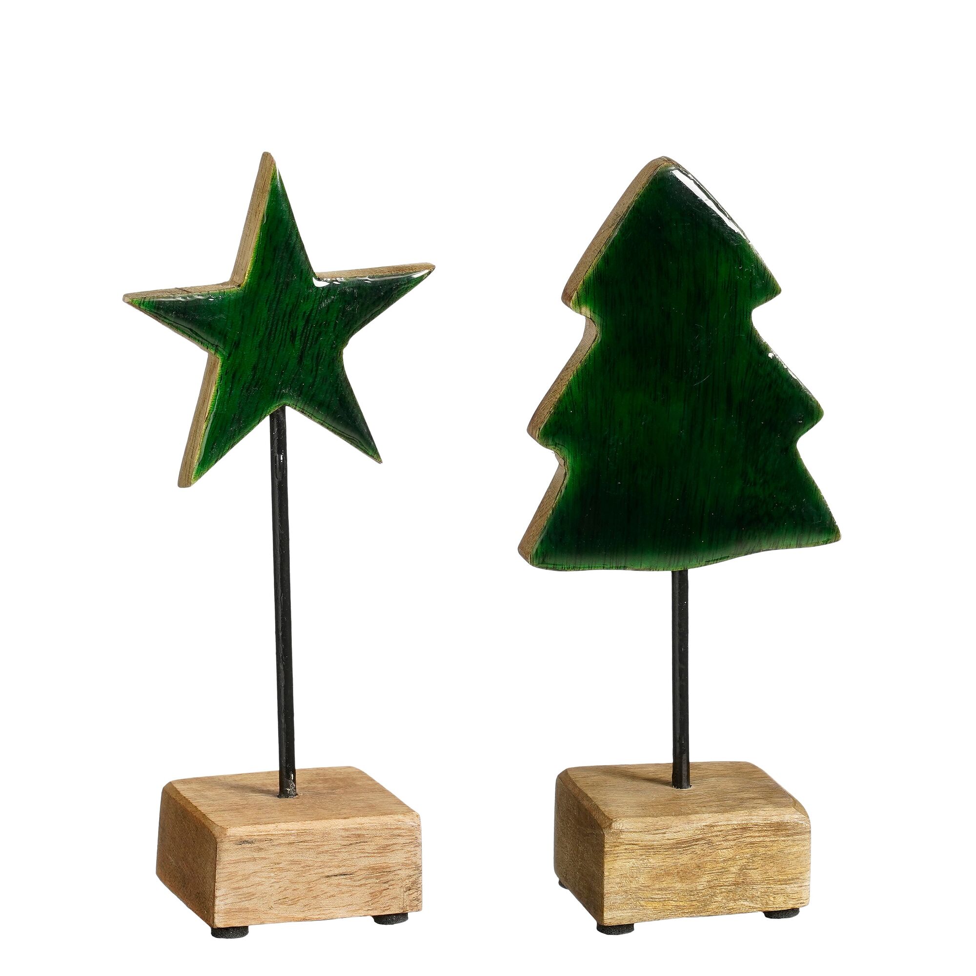 Decoratie ster boom groen 2 assorti FSC 100%