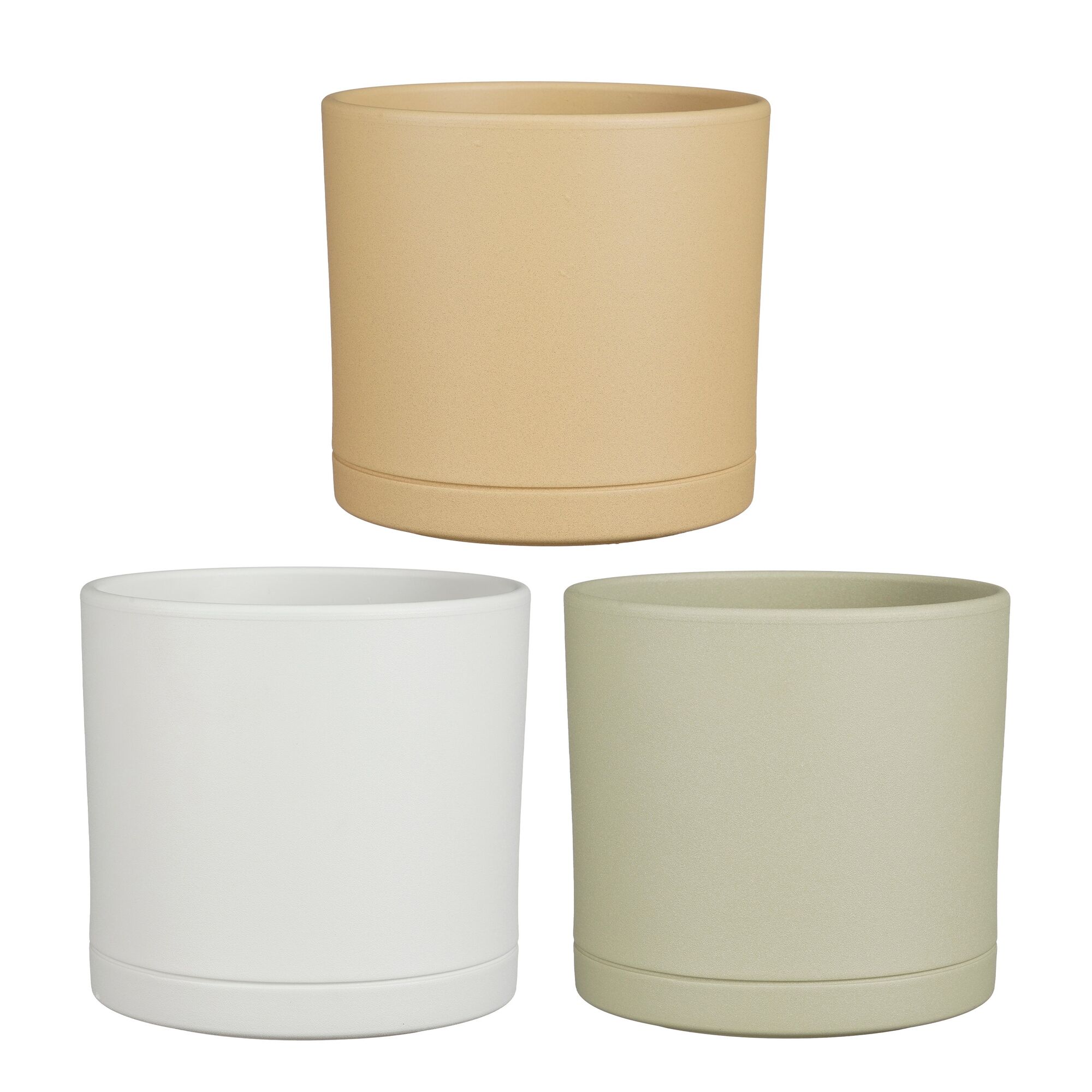 Era pot rond l.grijs creme l.groen 3 assorti line PDQ