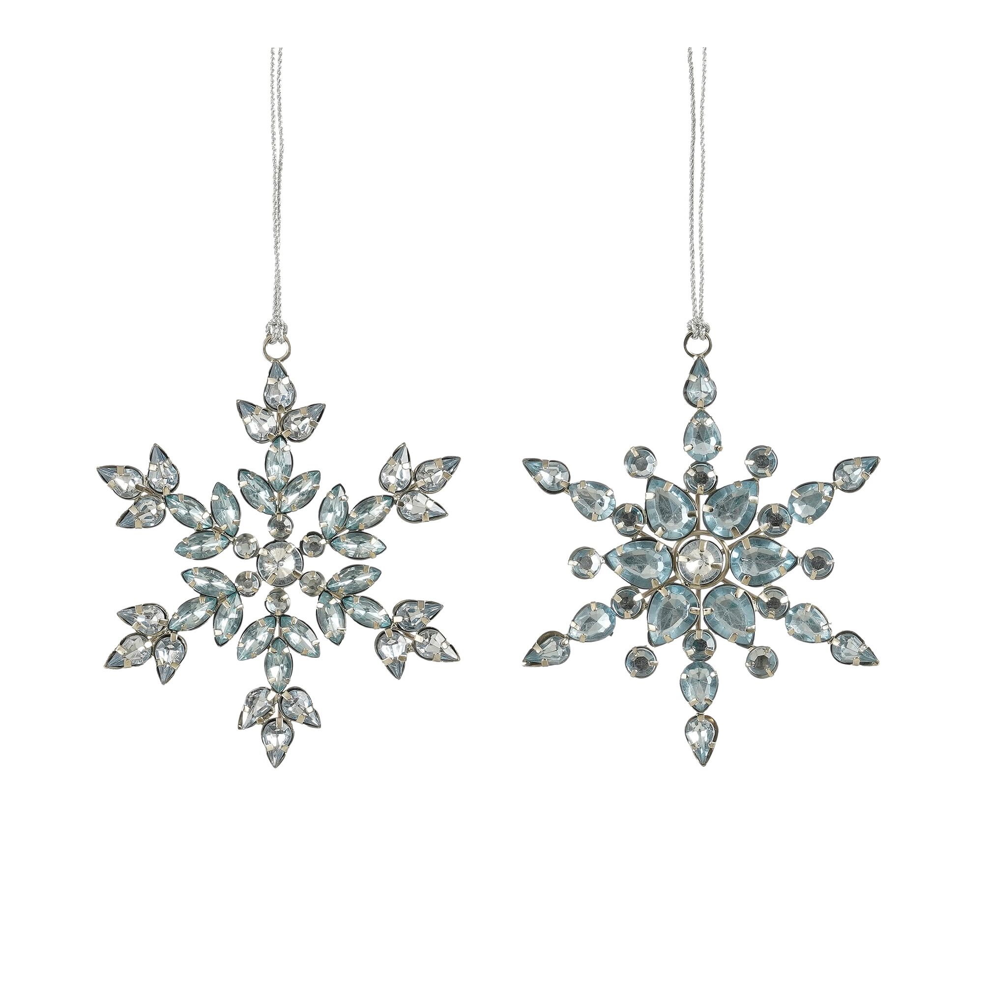 Ornament sneeuwvlok l.blauw 2 assorti