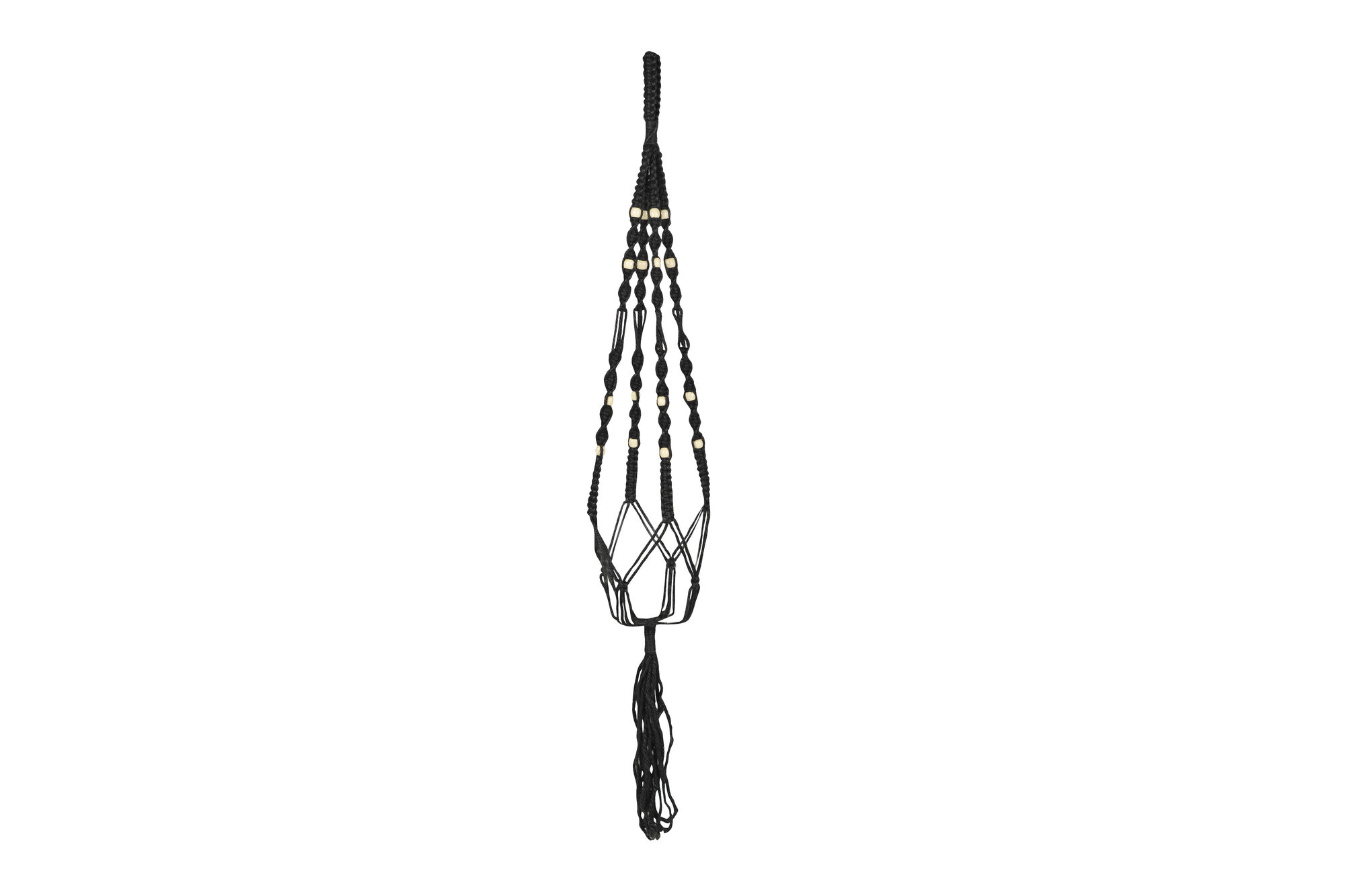 Bloempothanger Macrame zwart