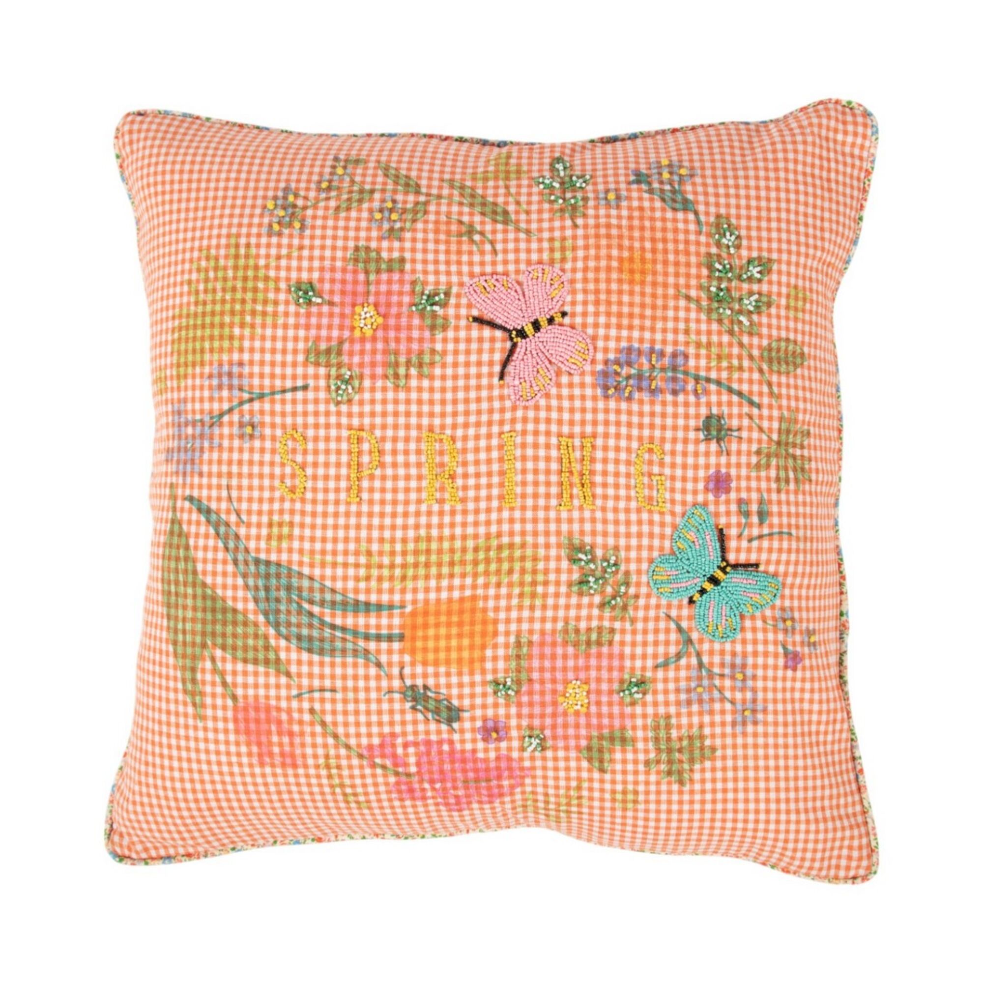 Kussen Artisan Gingham spring print oranje