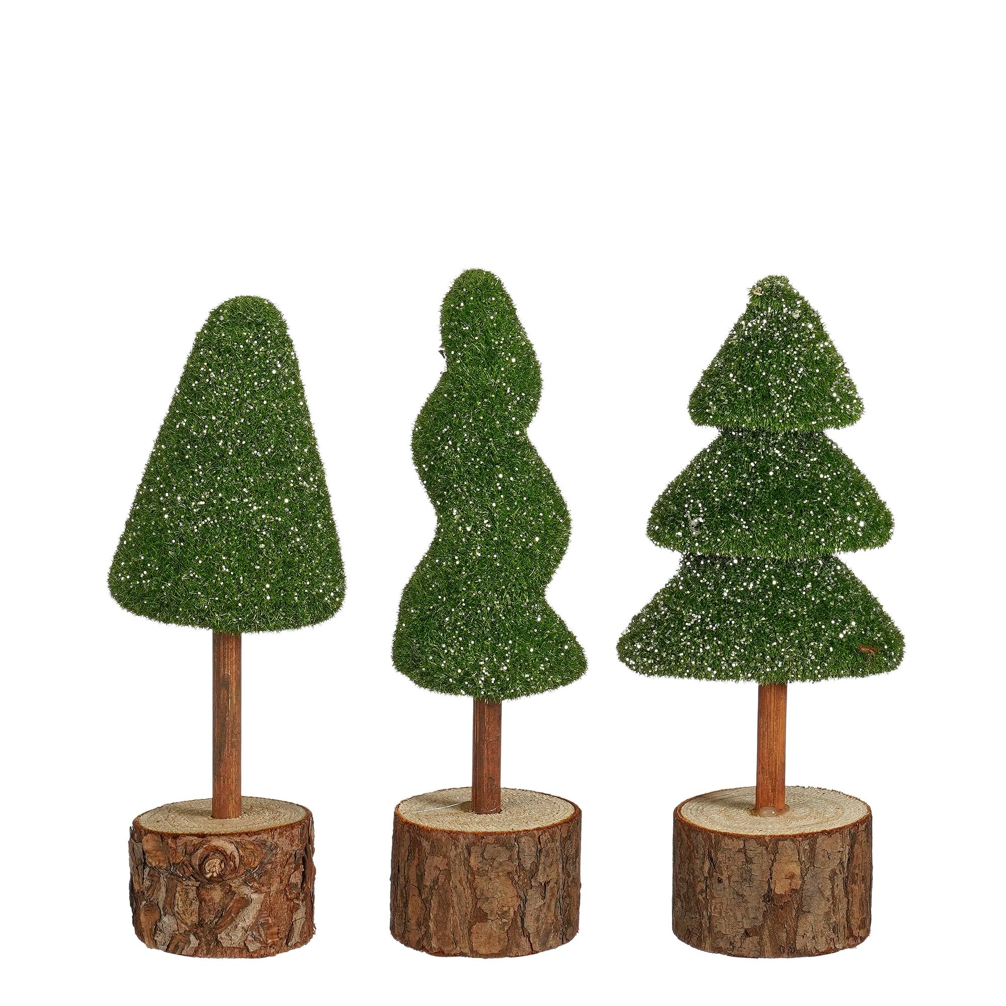 Decoratie boom groen glanzend 3 assorti display
