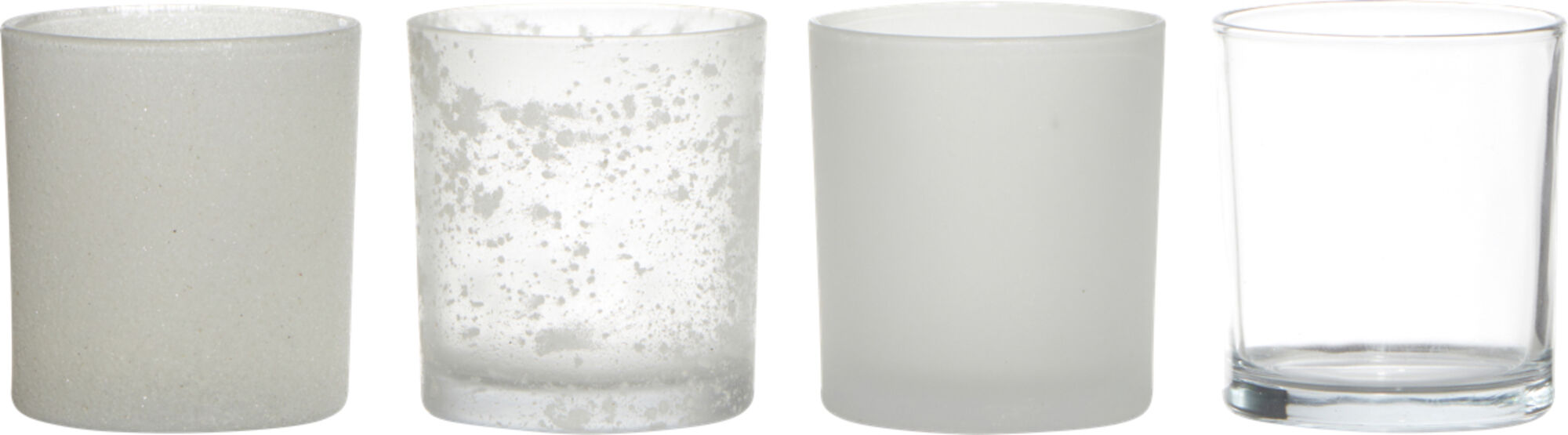 Kraft-Box Theelichthouder wit-frost h9 (set of 4)