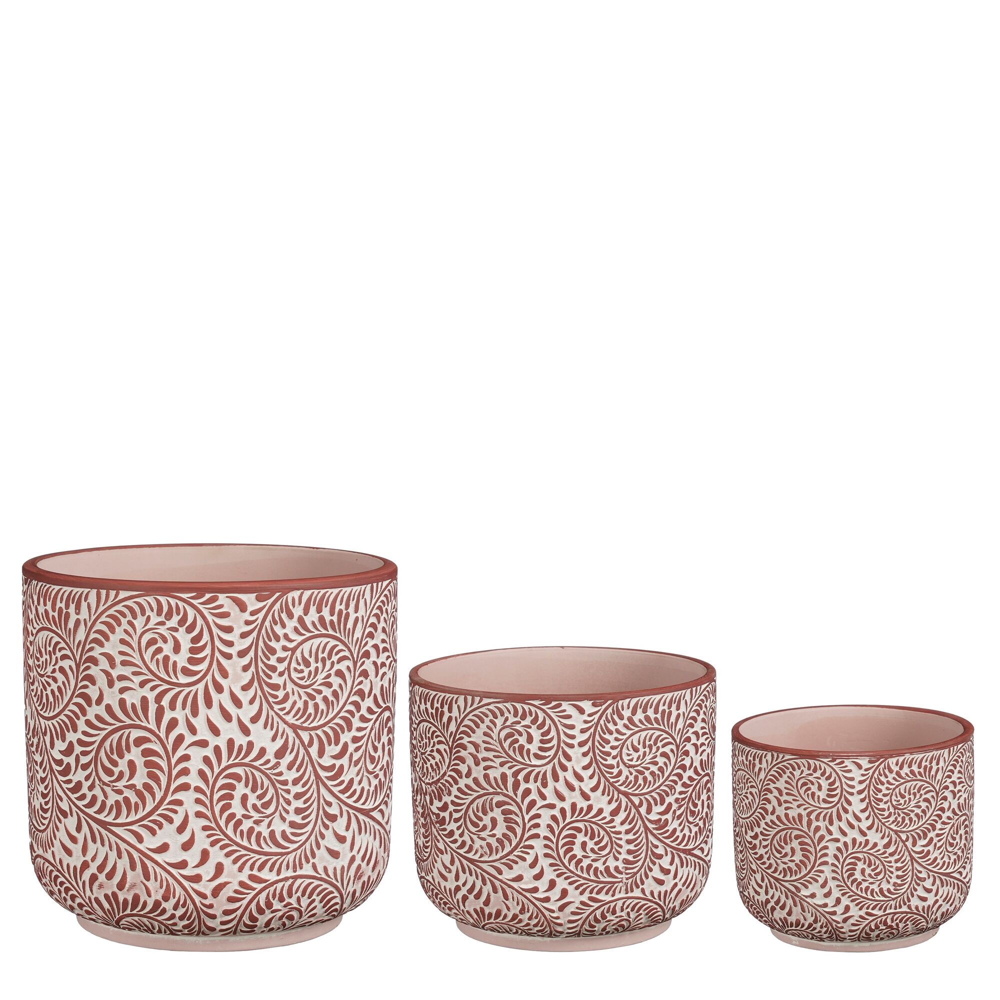 Riviera pot rond rood set van 3