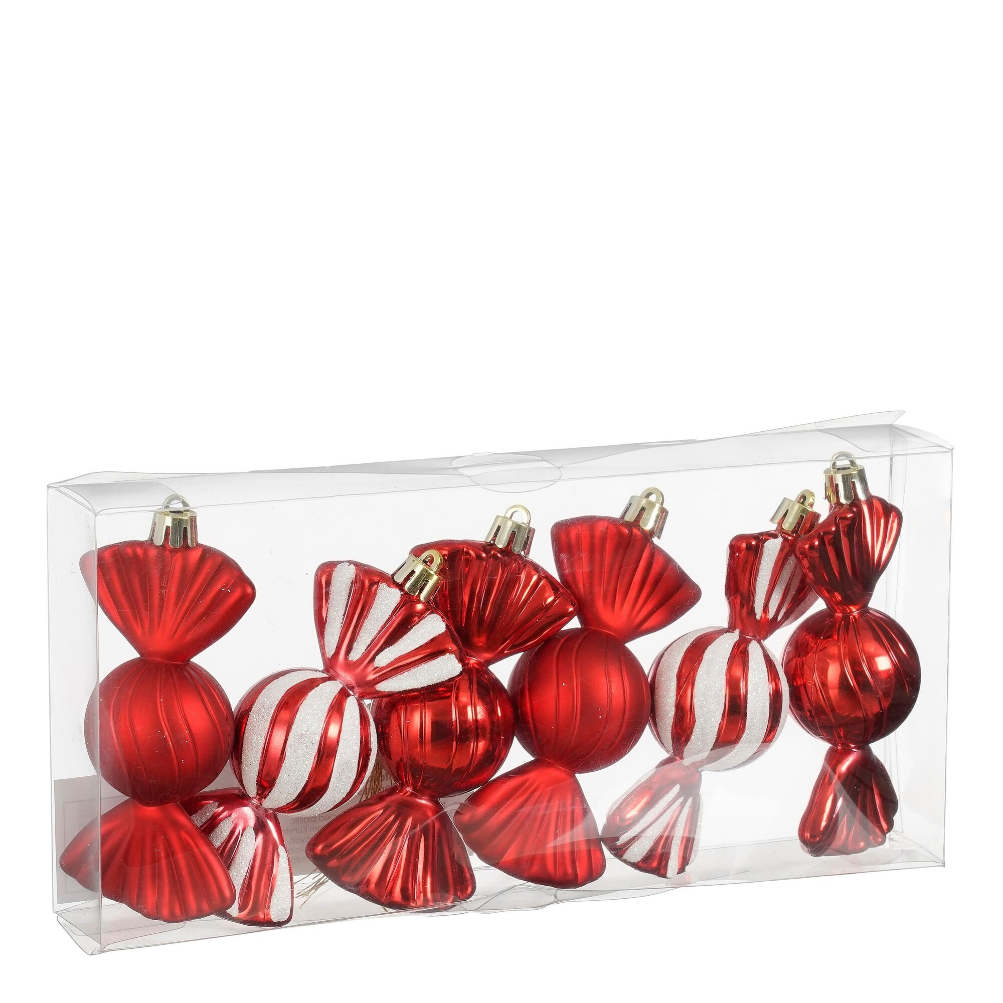 Ornament snoep rood 6 stuks