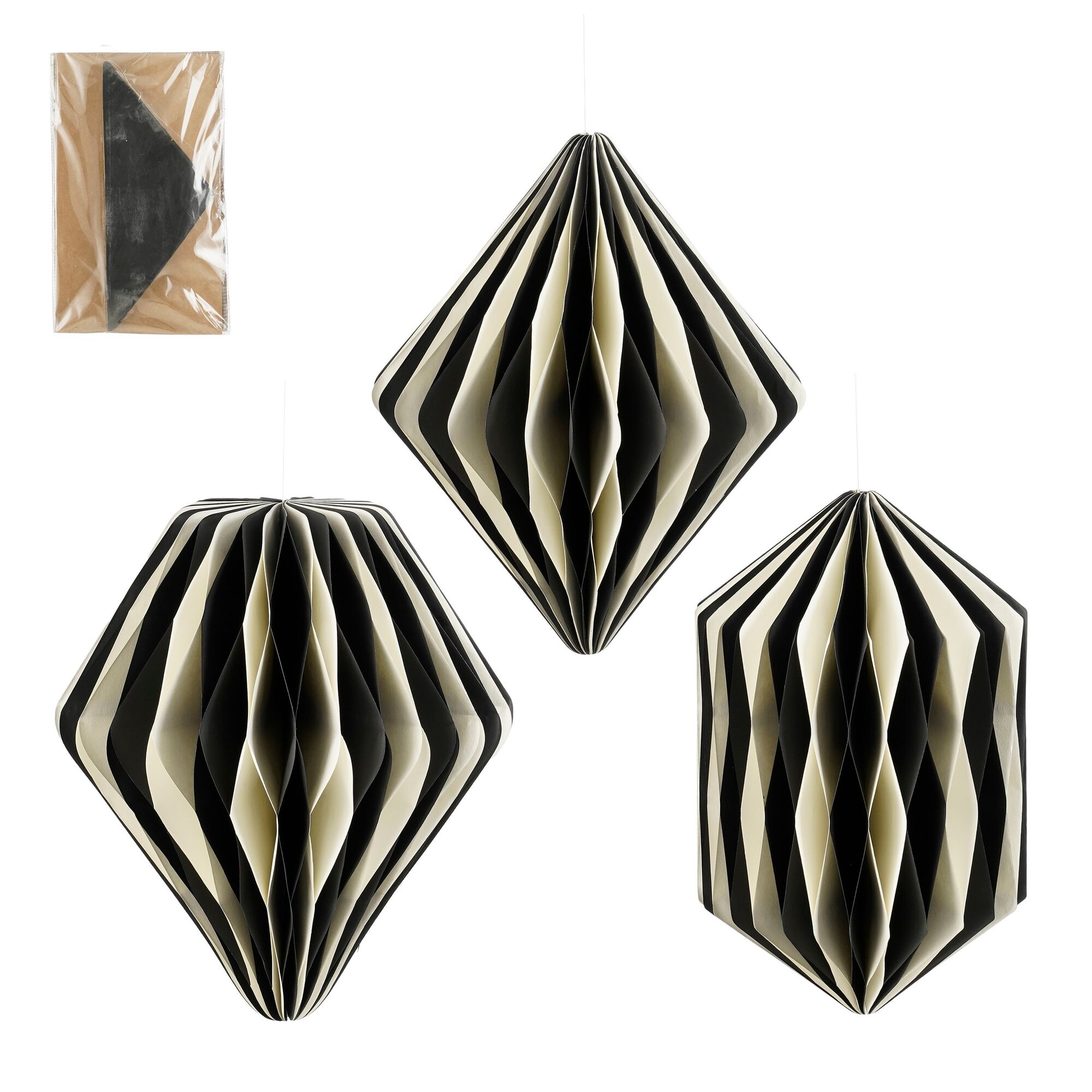 Ornament ui druppel zwart 3 assorti FSC Mix