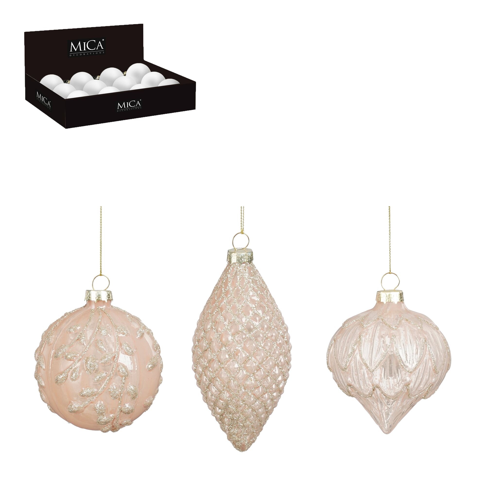 Bal glas champagne 3 assorti display